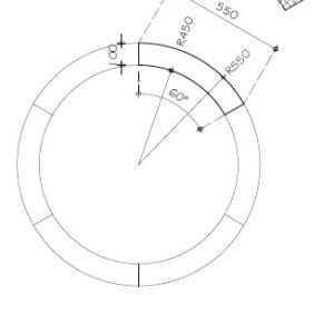 Ronde blok 100mm dikte Cellenbeton 60graden