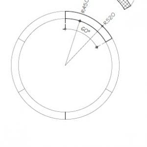 Ronde blok 70mm dikte Cellenbeton 60graden