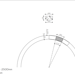 Rond Segment Blok 150mm Diameter 2500mm